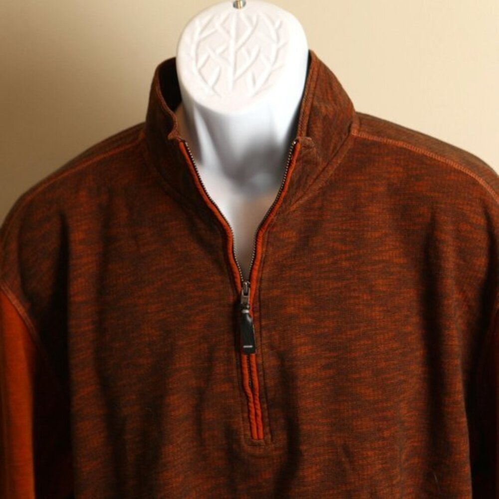 🧡 Pete Huntington Men’s Two-Tone Orange 1/2 Zip Sweater Pullover L EUC 🔥